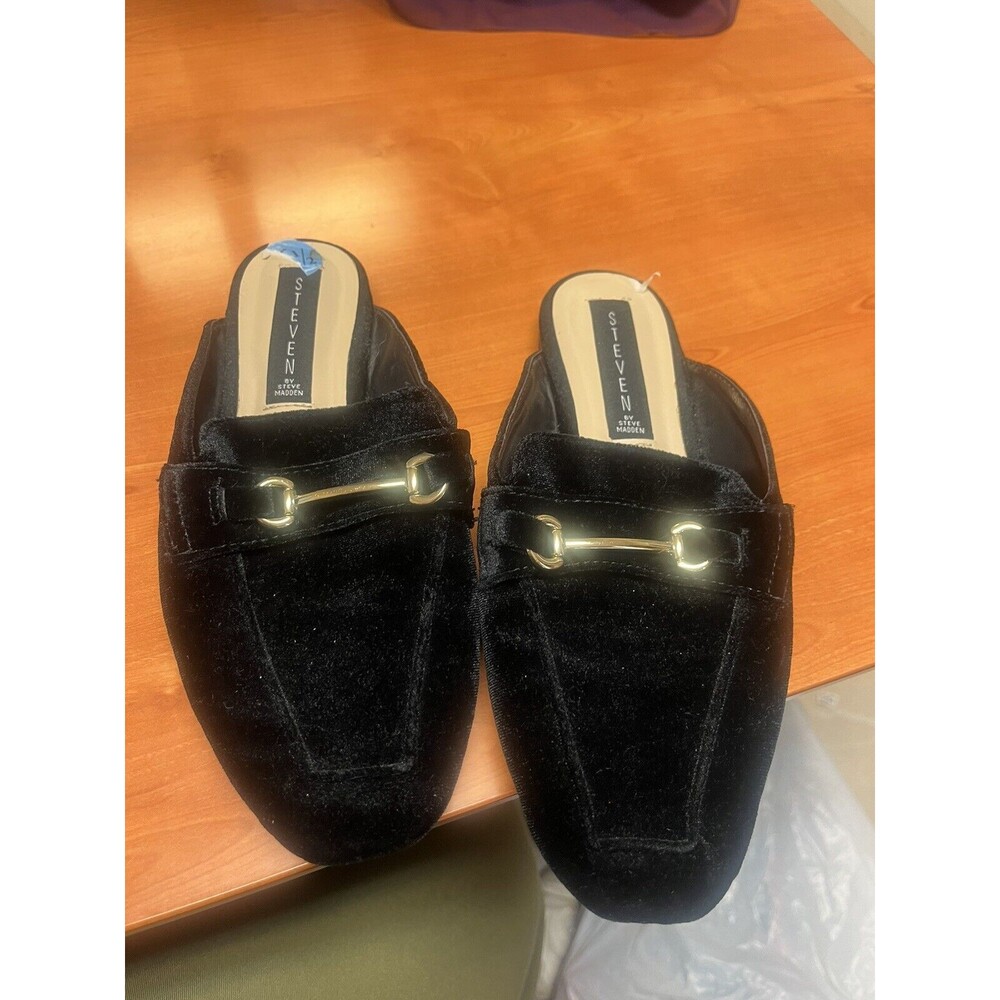 Steven By Steve Madden Women’s Velveteen Mules “Royce” Black  Size 6.5  Horsebit